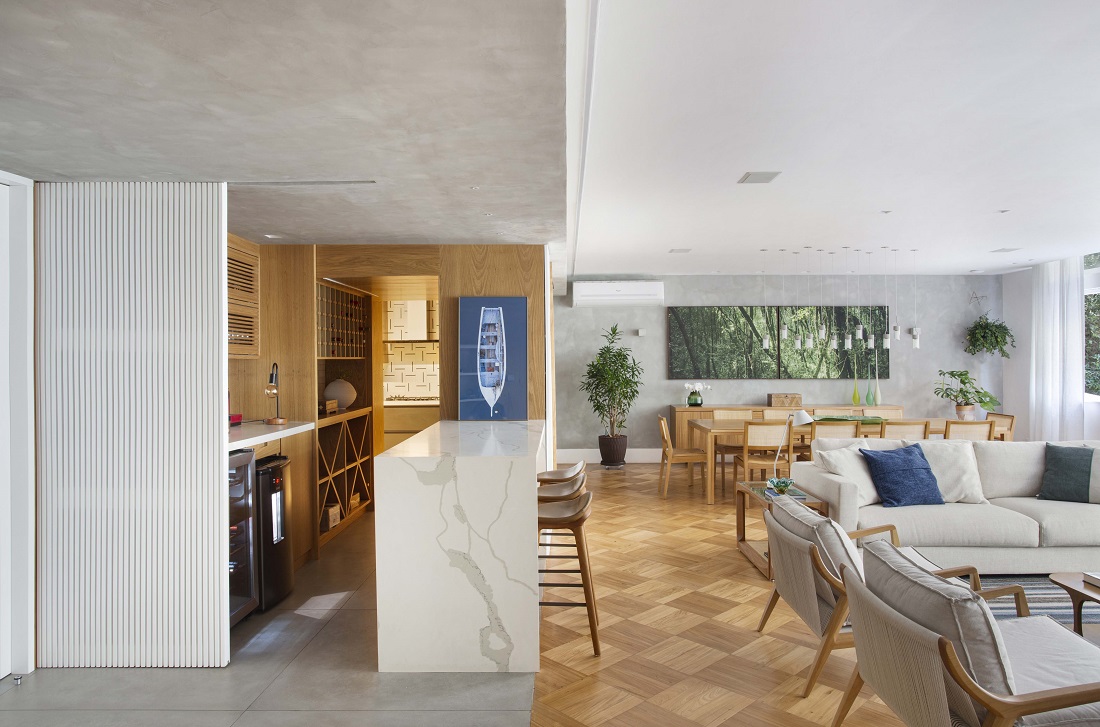 Após reforma, apartamento ganhou área gourmet integrada