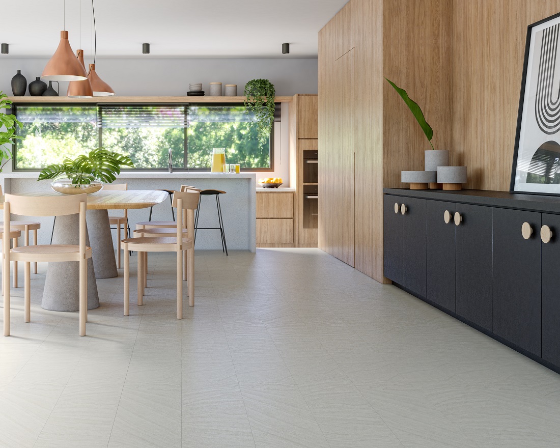 Piso laminado da Durafloor emula rocha natural