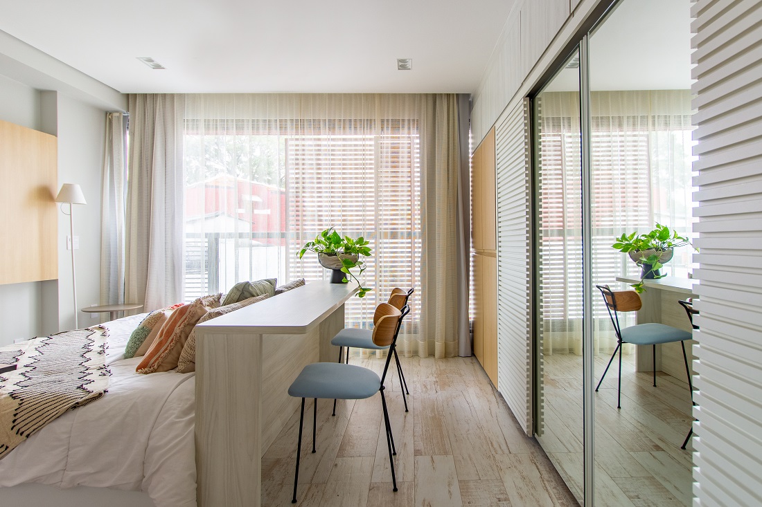 apê de 30 m² compacto e tudo integrado