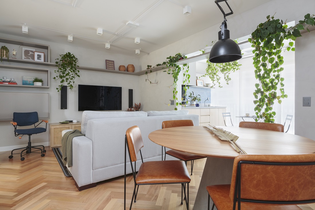sala com iluminação estilo industrial