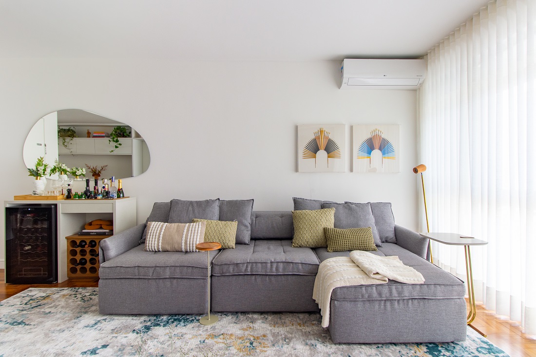 décor neutro e toque de cor no apê alugado