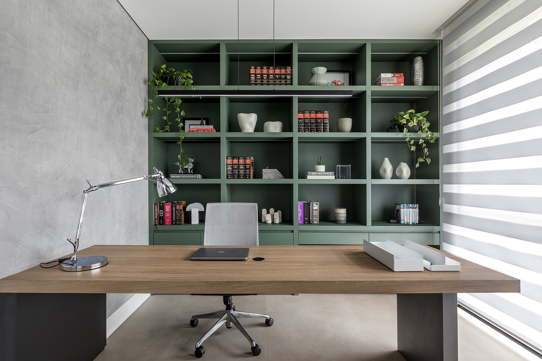 home office na cor verde