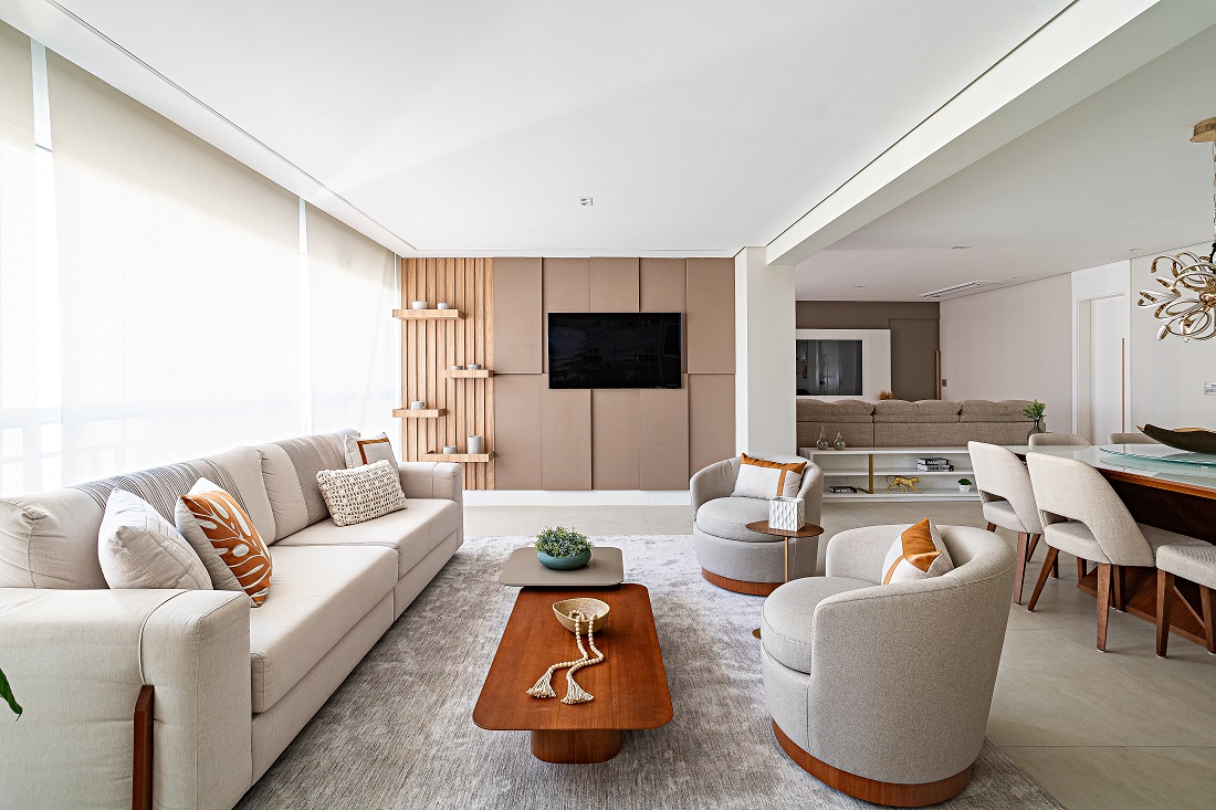 decoração com estilo contemporâneo e integração de ambientes